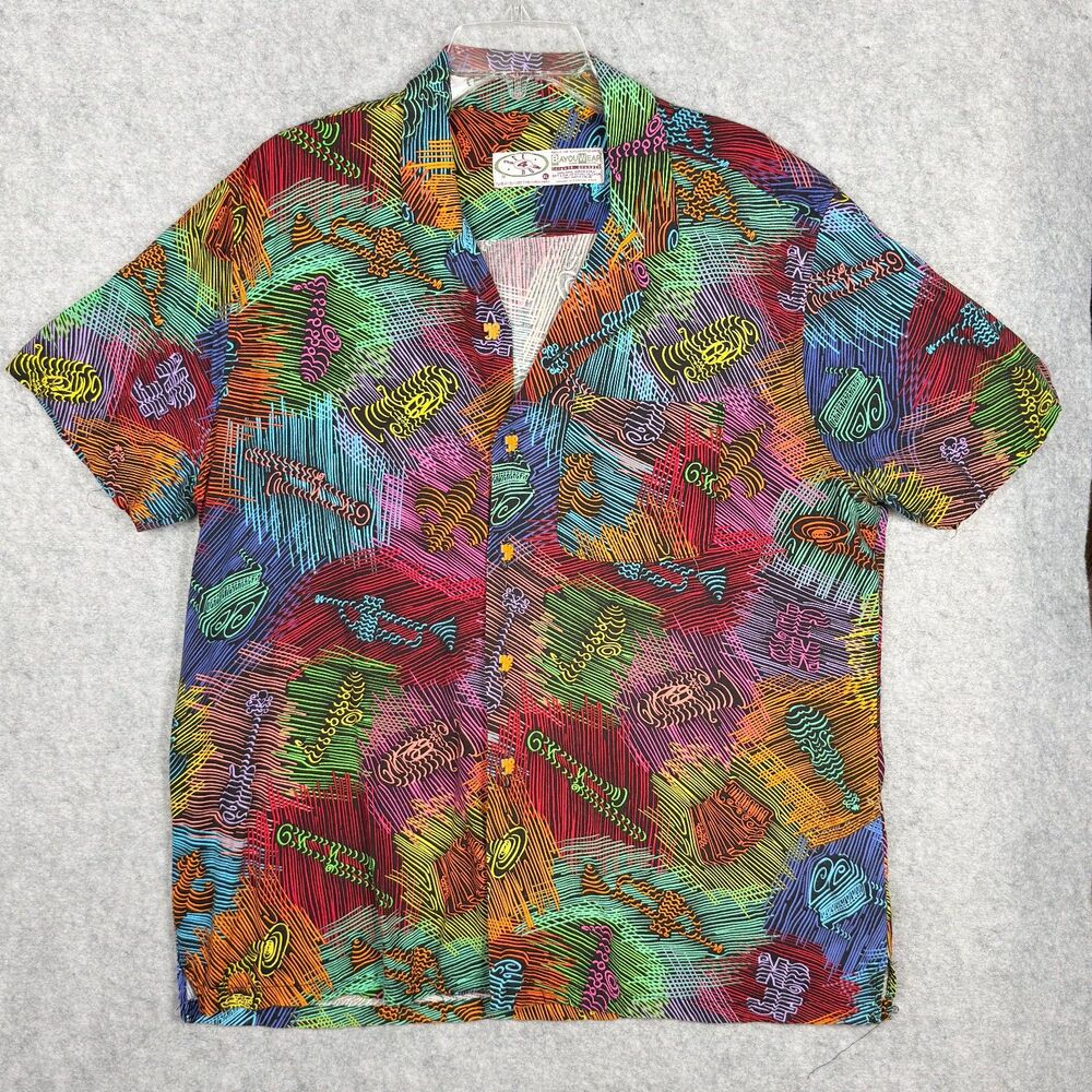 RARE 2012 BayouWear Jumble YaYa XL Jazz Fest Hawaiian Shirt Rayon USA